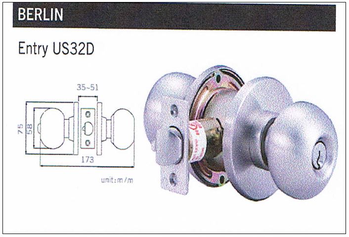 Dorma Knob Type Lockset Da1 Series Grade 1 New Gold Bond